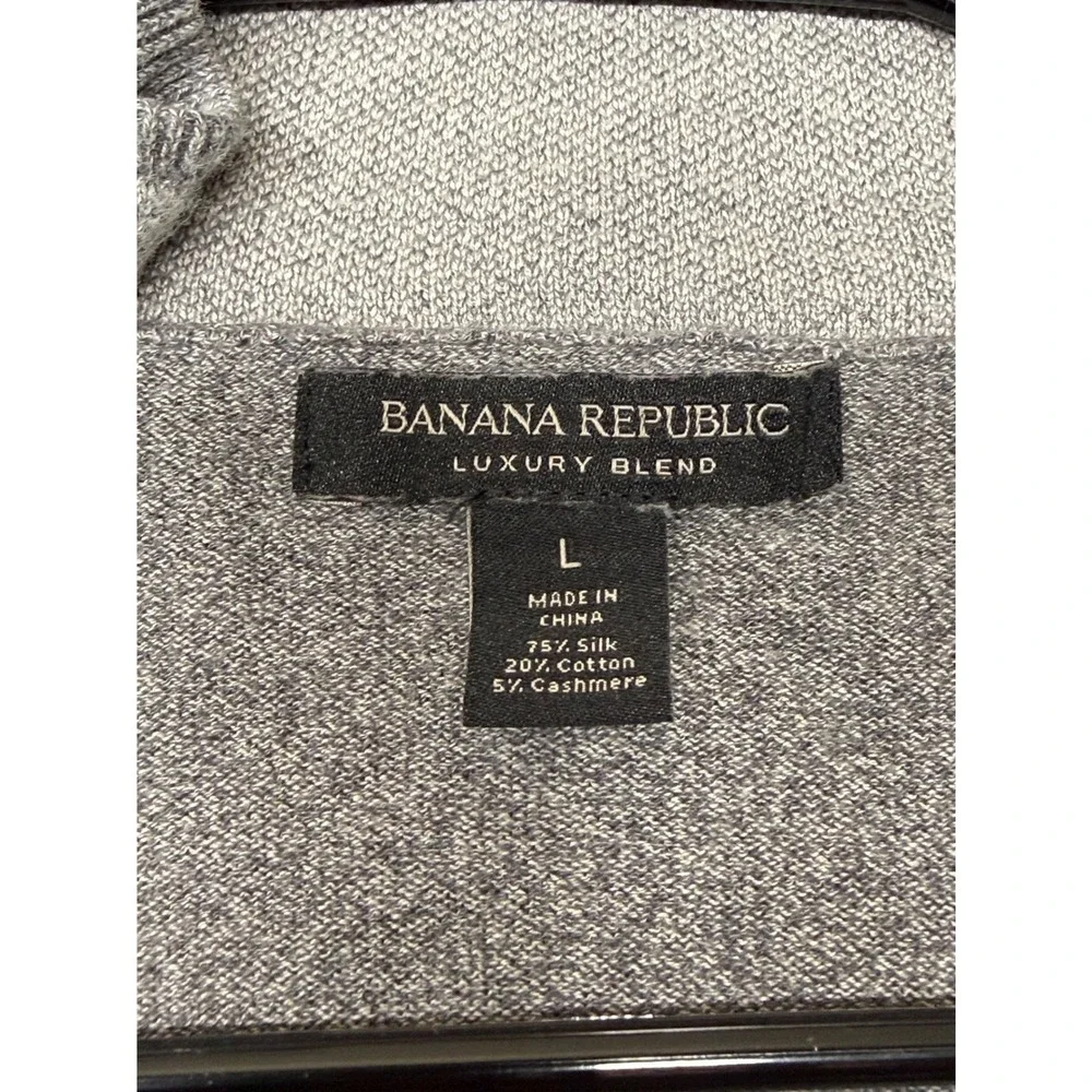 Banana Republic Mens Silk Cotton Cashmere Full Zip Cardigan Sweater Grey Large